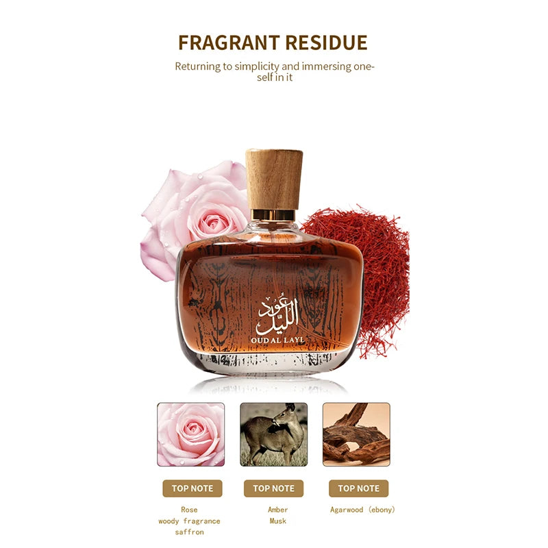 Oud Arabe Parfum Femme Oriental Exotique Bois de Santal Longue Tenue, Riche et Mystérieux Parfum Moyen-Orient Nouvelle Femme d'Affaires 100ml