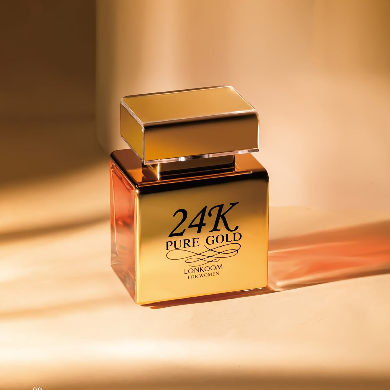 Eau de Parfum 100 ml pour femme, LONKOOM 24K Pure Gold, parfum rafraîchissant et longue tenue aux notes fruitées, idéal pour les rendez-vous et le quotidien, un cadeau parfait pour elle