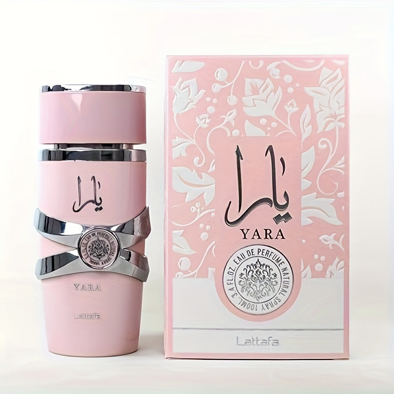 Eau de Parfum Yara 3,4 fl oz pour femme - Un parfum longue tenue, séduisant et féminin aux riches notes florales, fruitées et boisées - Parfait pour un usage quotidien, les occasions spéciales et les cadeaux.